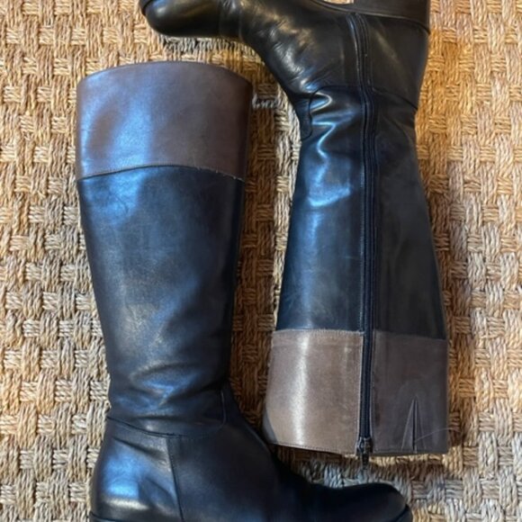 Sesto Meucci tall Daisy boots in black nappa with tan border - Picture 5 of 9